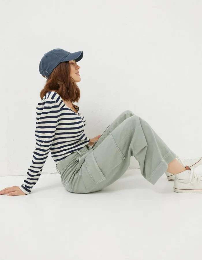 Bodi Belted Cargo Trouser Sage Green Women FatFace Trousers and Leggings
