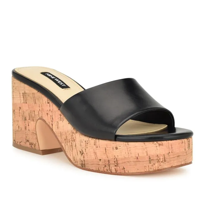 Boone Platform Slide Sandals Black Women Nine West Sandals