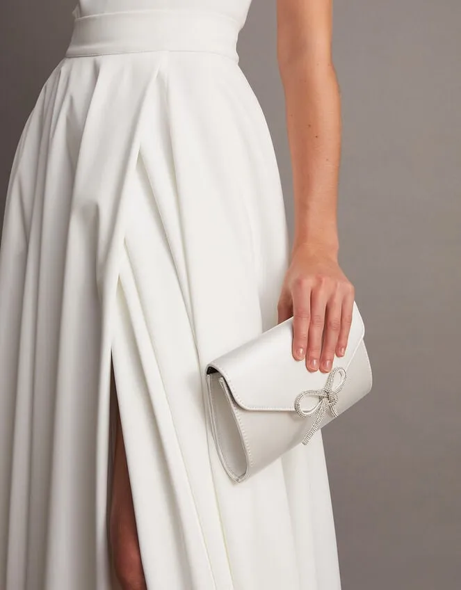 Bow Detail Satin Clutch Women Monsoon Bags and Purses