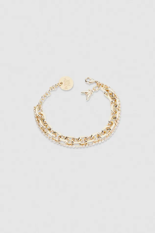 Bracelets Women Patrizia Pepe Fly Diamond Brass Chain Bracelet Gold Crystal