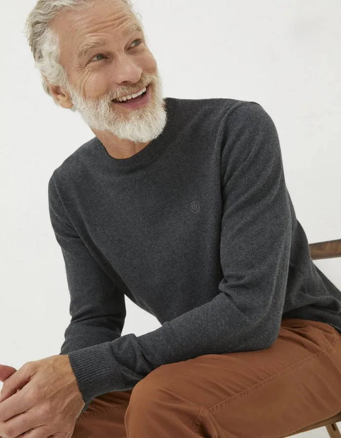 Braunton Crew Jumper Charcoal Grey Men FatFace Knitwear