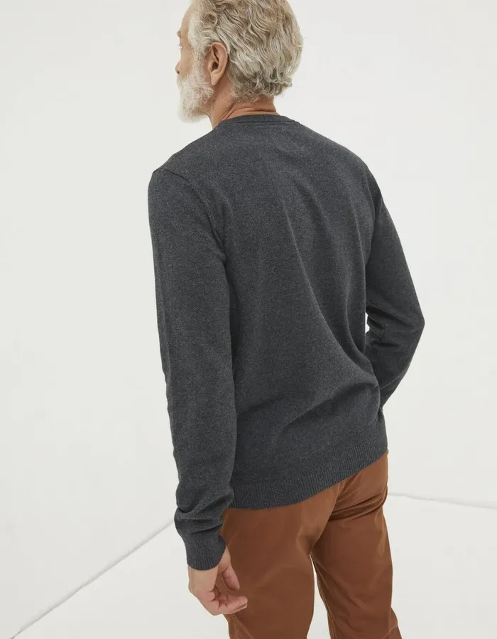 Braunton Crew Jumper Charcoal Grey Men FatFace Knitwear