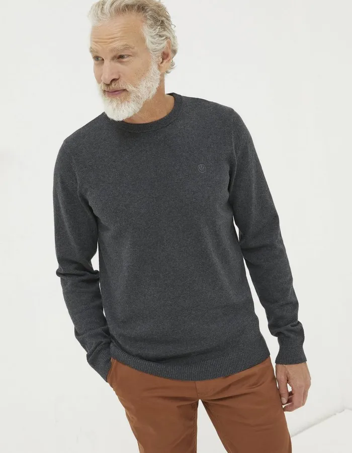 Braunton Crew Jumper Charcoal Grey Men FatFace Knitwear