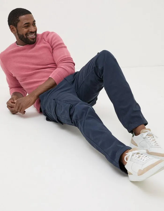 Breakyard Cargo Trousers Navy Men FatFace Trousers and Chinos