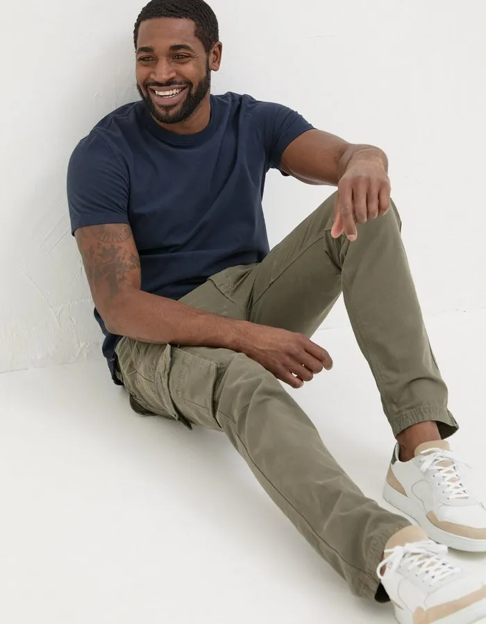 Breakyard Cargo Trousers Olive Green Men FatFace Trousers and Chinos