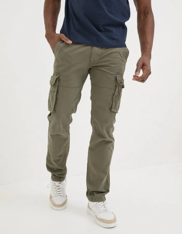Breakyard Cargo Trousers Olive Green Men FatFace Trousers and Chinos