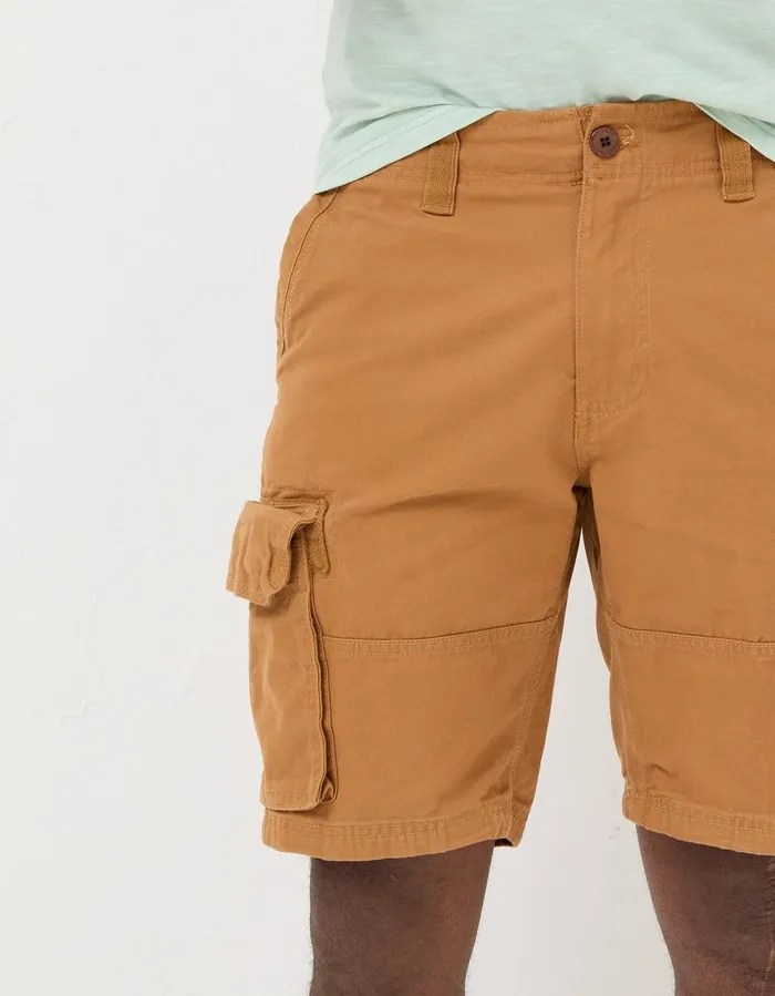 Breakyard Organic Cotton Cargo Shorts Dark Tan Men FatFace Shorts