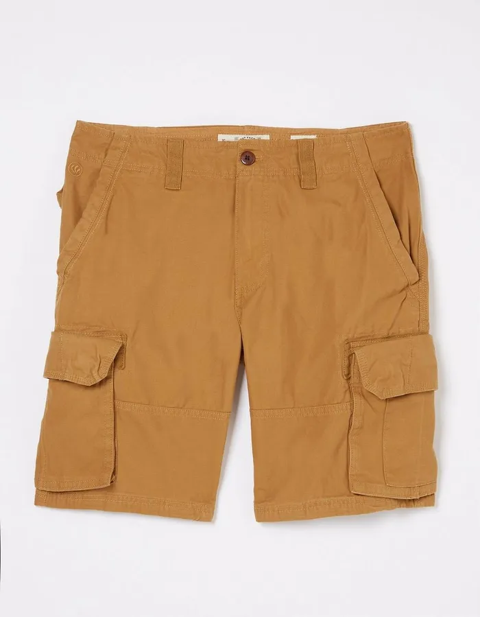 Breakyard Organic Cotton Cargo Shorts Dark Tan Men FatFace Shorts