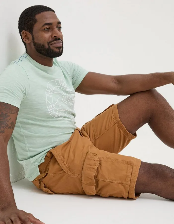 Breakyard Organic Cotton Cargo Shorts Dark Tan Men FatFace Shorts