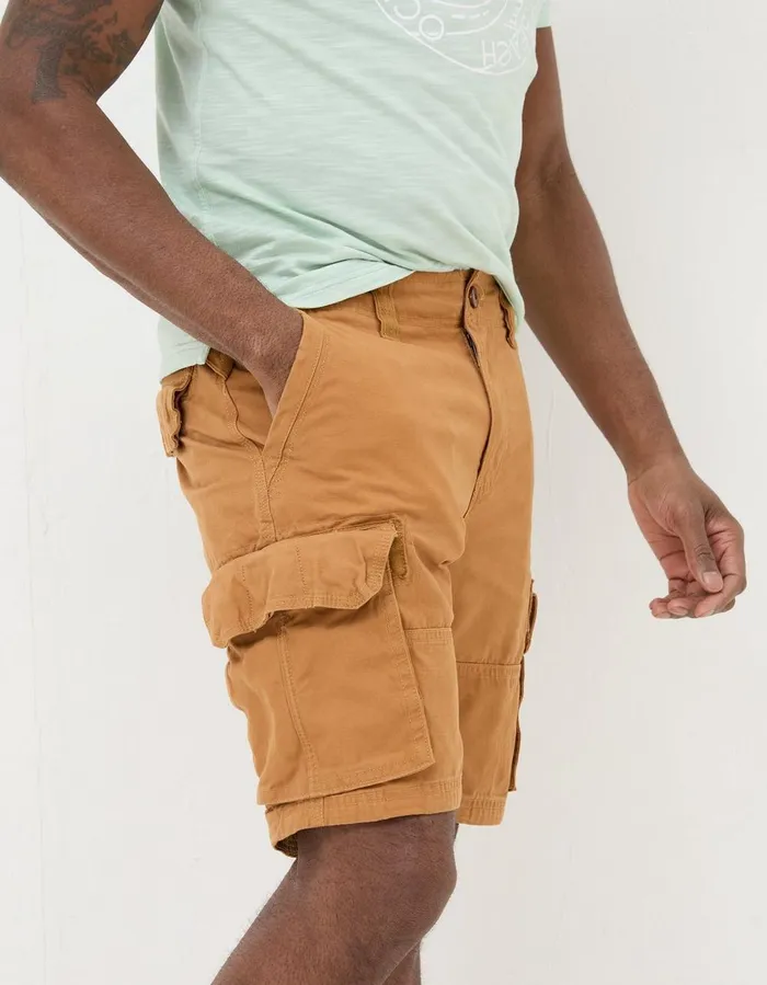 Breakyard Organic Cotton Cargo Shorts Dark Tan Men FatFace Shorts