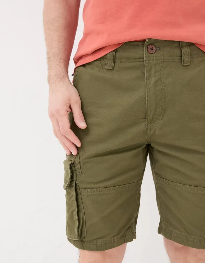 Breakyard Organic Cotton Cargo Shorts Khaki Green Men FatFace Shorts