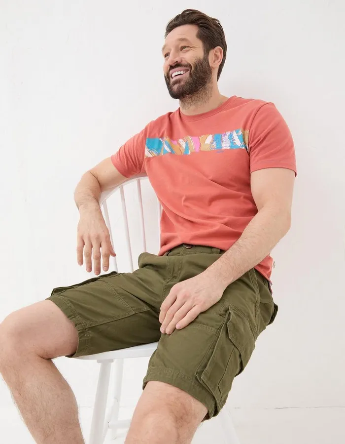 Breakyard Organic Cotton Cargo Shorts Khaki Green Men FatFace Shorts