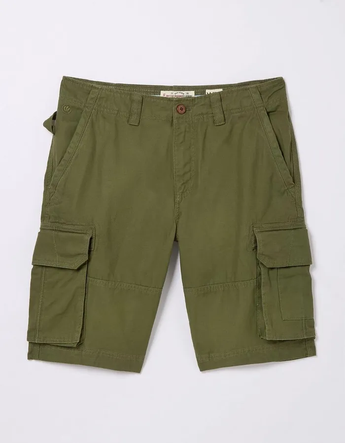 Breakyard Organic Cotton Cargo Shorts Khaki Green Men FatFace Shorts