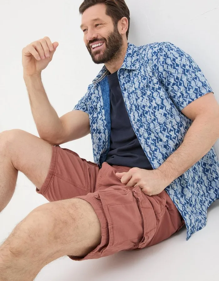 Breakyard Organic Cotton Cargo Shorts Washed Red Men FatFace Shorts