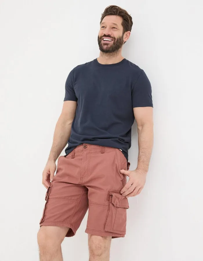 Breakyard Organic Cotton Cargo Shorts Washed Red Men FatFace Shorts