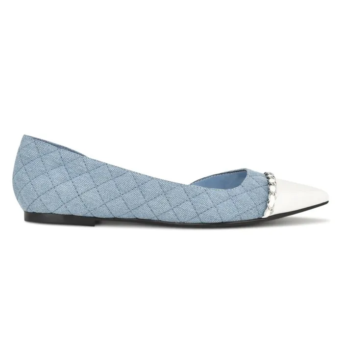 Breza Pointy Toe Casual Flats Denim Women Nine West Ballets