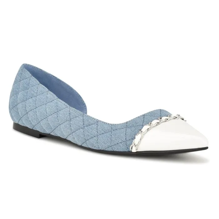 Breza Pointy Toe Casual Flats Denim Women Nine West Ballets