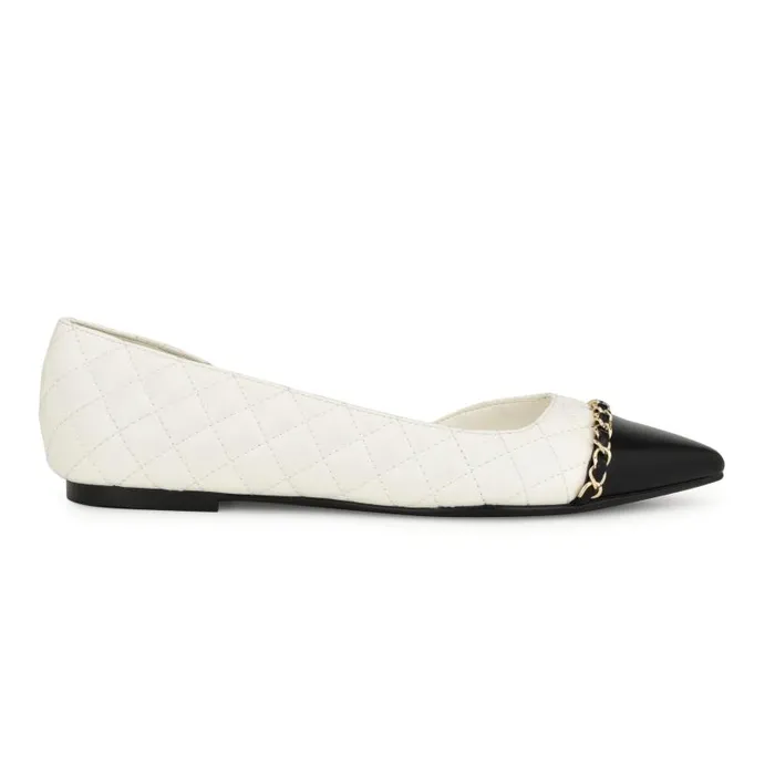 Breza Pointy Toe Casual Flats White Women Nine West Ballets