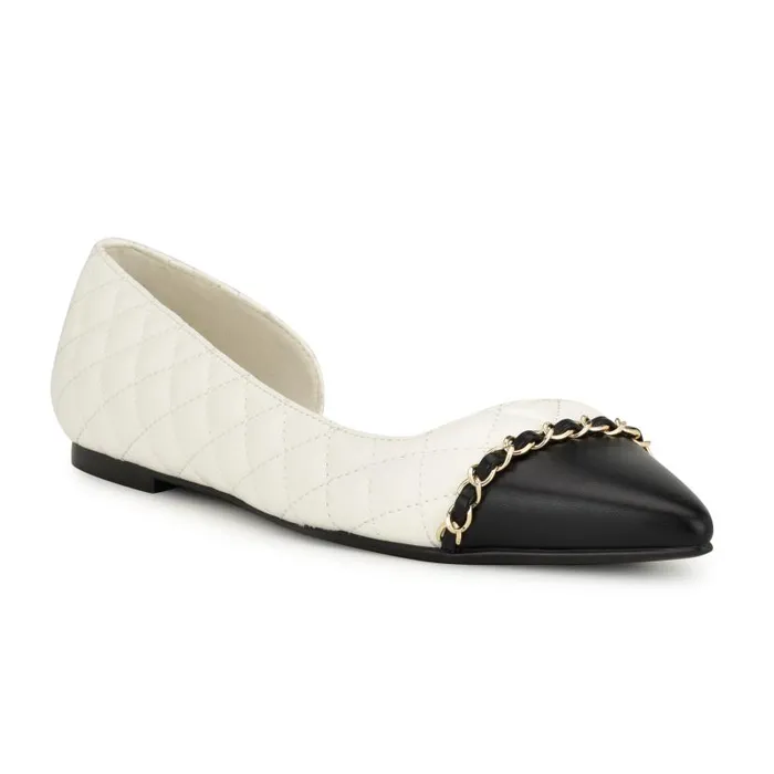Breza Pointy Toe Casual Flats White Women Nine West Ballets