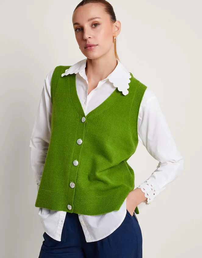Bri Knit Sweater Vest Green Women Monsoon Cardigans