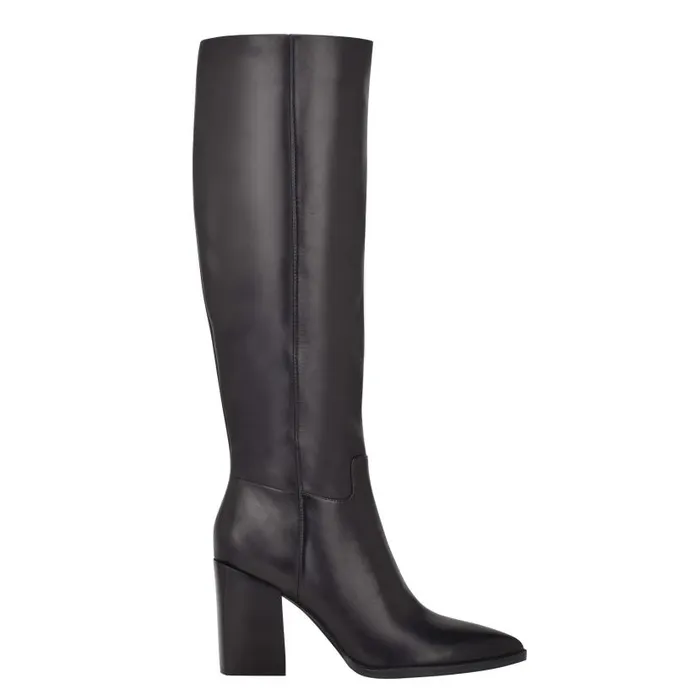 Brixe Heeled Boots Black Leather Women Nine West Boots and Booties