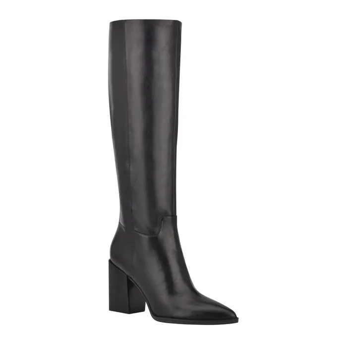 Brixe Heeled Boots Black Leather Women Nine West Boots and Booties