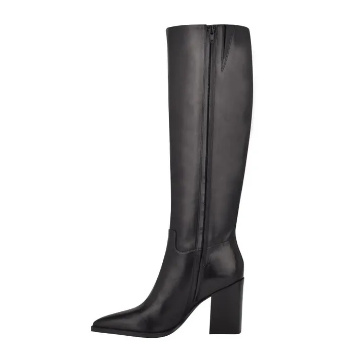 Brixe Heeled Boots Black Leather Women Nine West Boots and Booties