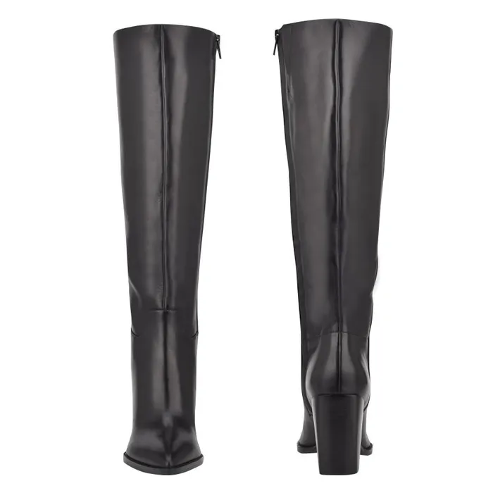 Brixe Heeled Boots Black Leather Women Nine West Boots and Booties