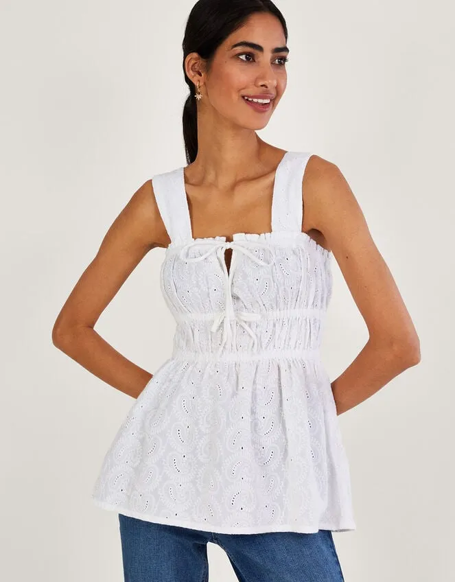Broderie Wide Strap Cami Top White Women Monsoon Tops and Blouses