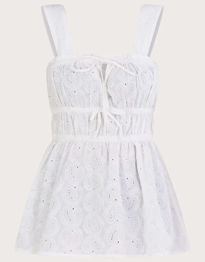 Broderie Wide Strap Cami Top White Women Monsoon Tops and Blouses