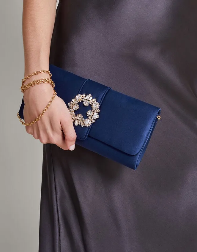 Brooch Detail Satin Clutch Women Monsoon Bags and Purses