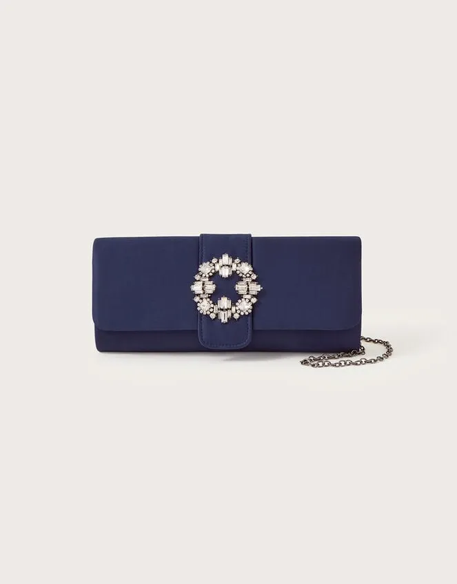 Brooch Detail Satin Clutch Women Monsoon Bags and Purses