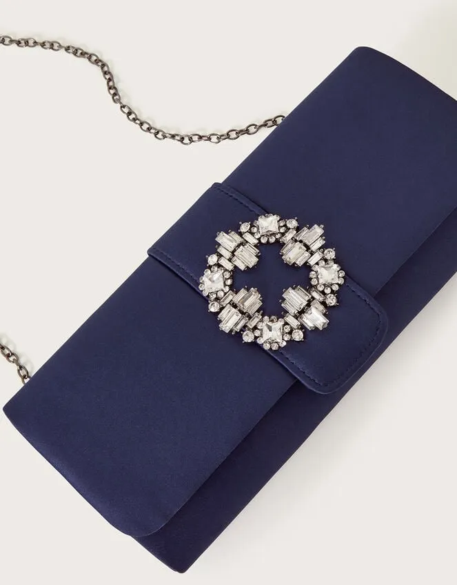 Brooch Detail Satin Clutch Women Monsoon Bags and Purses
