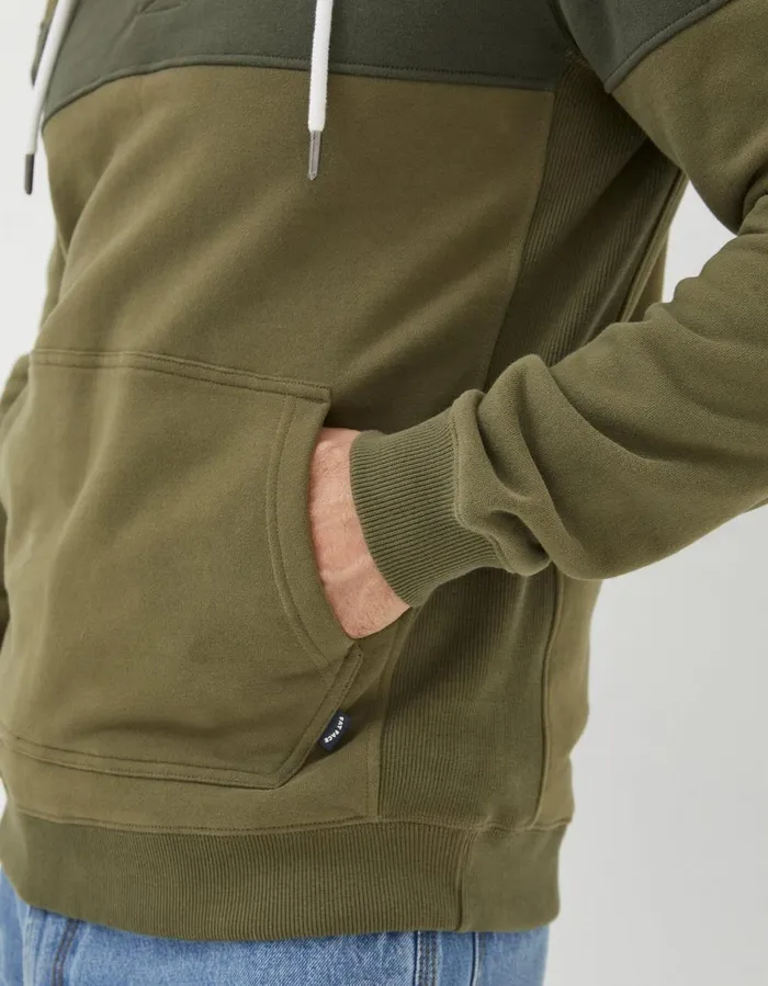 Brooke Chest Stripe Hoodie Khaki Green Men FatFace Sweatshirts and Hoodies