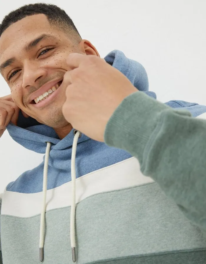 Brooke Cut And Sew Hoodie Light Green Marl Men FatFace Sweatshirts and Hoodies
