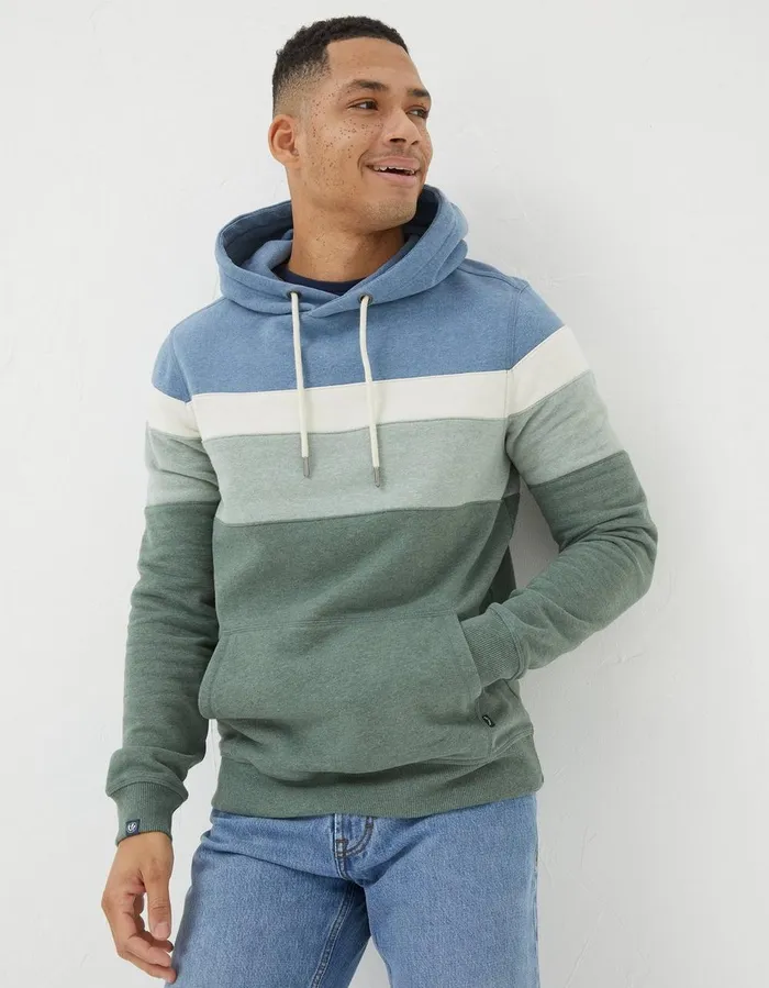 Brooke Cut And Sew Hoodie Light Green Marl Men FatFace Sweatshirts and Hoodies