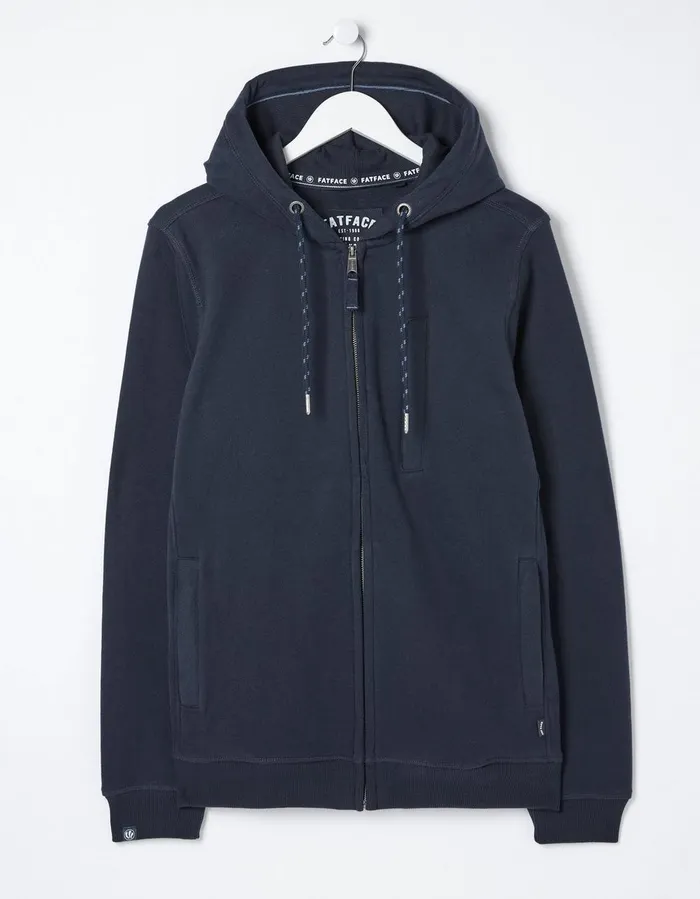 Brooke Zip Through Hoodie Navy Men FatFace Sweatshirts and Hoodies