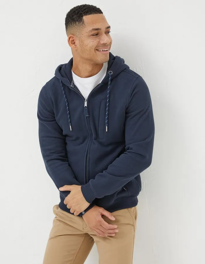 Brooke Zip Through Hoodie Navy Men FatFace Sweatshirts and Hoodies