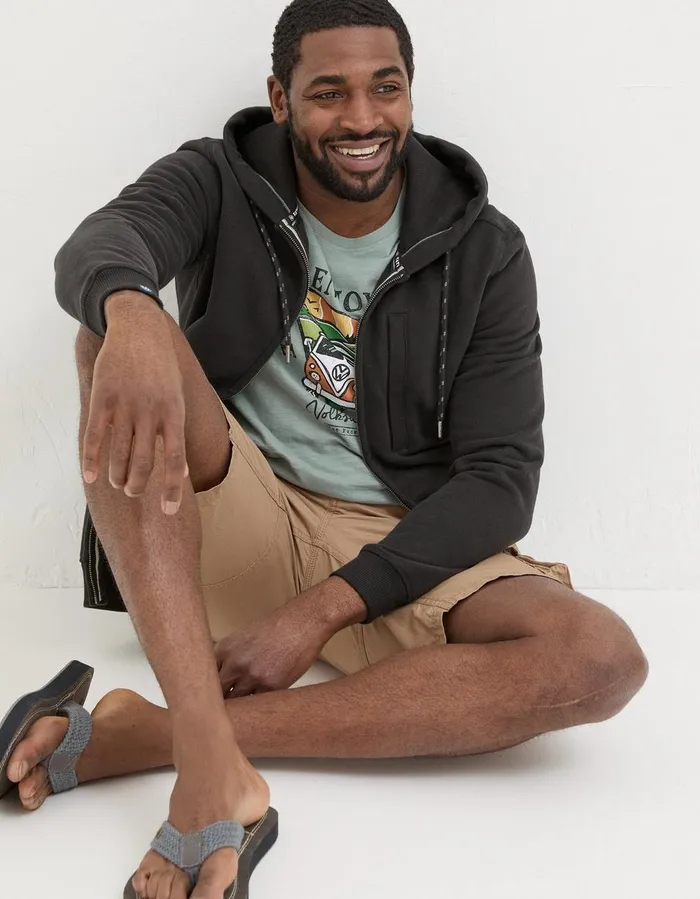 Brooke Zip Through Hoodie Washed Black Men FatFace Sweatshirts and Hoodies