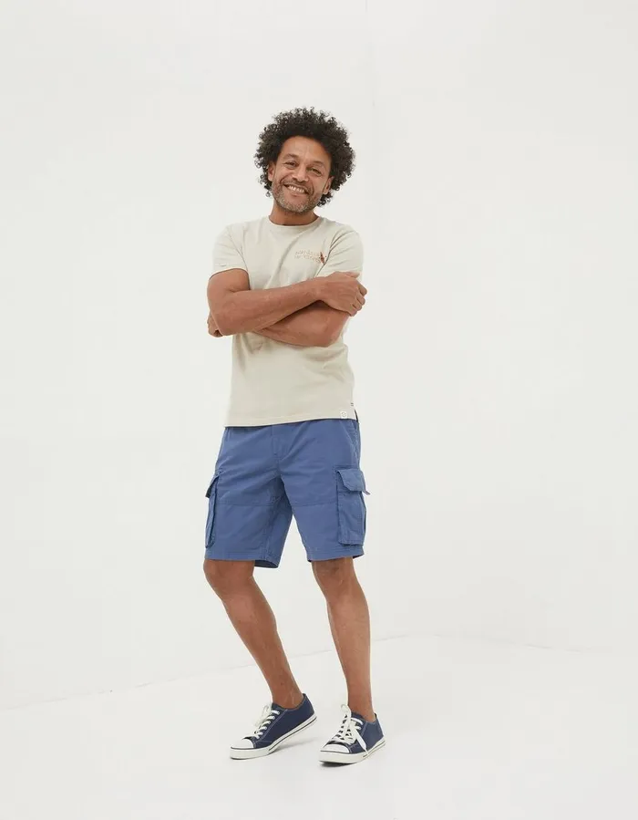 Bude Lightweight Cargo Shorts Washed Blue Men FatFace Shorts