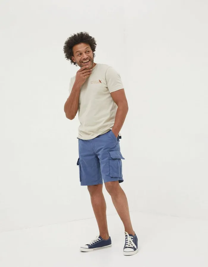 Bude Lightweight Cargo Shorts Washed Blue Men FatFace Shorts