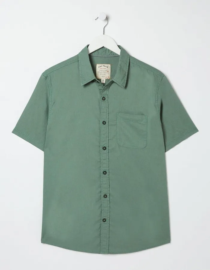Bugle Linen Cotton Shirt Green Haze Men FatFace Shirts