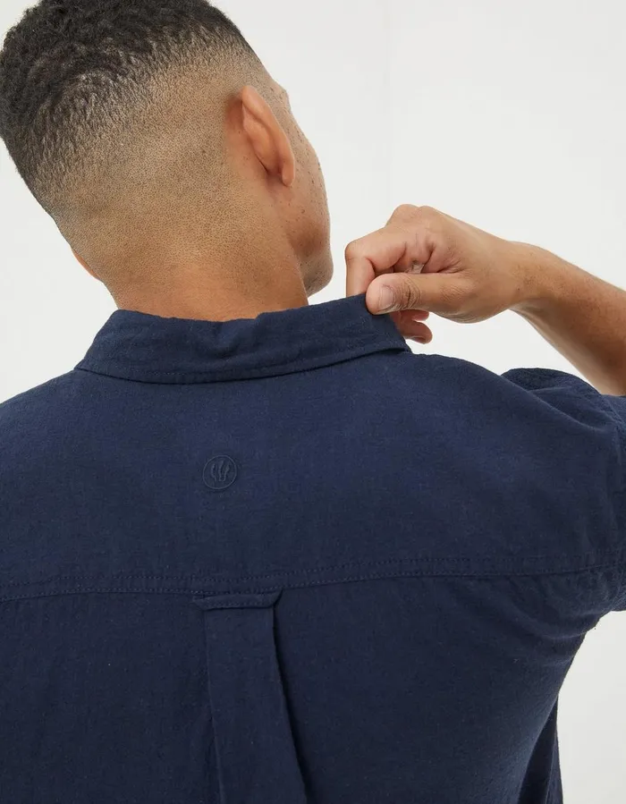 Bugle Linen Cotton Shirt Navy Men FatFace Shirts