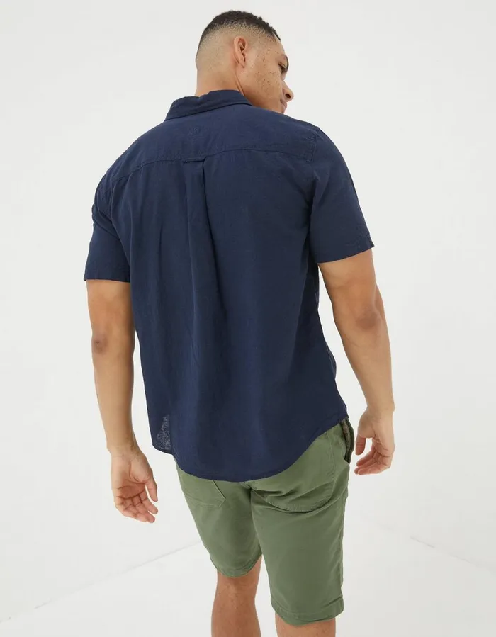 Bugle Linen Cotton Shirt Navy Men FatFace Shirts