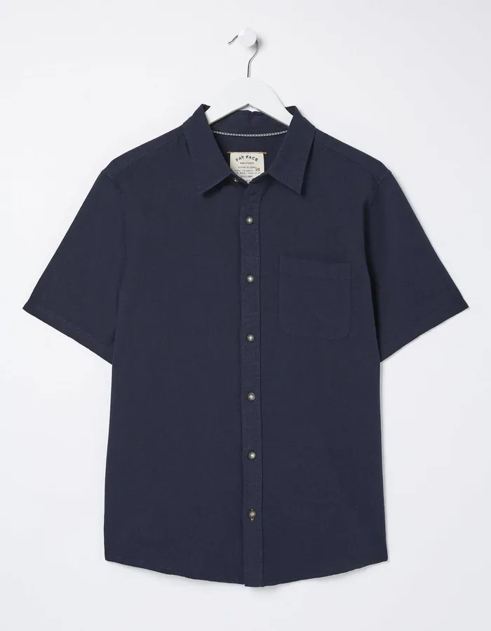 Bugle Linen Cotton Shirt Navy Men FatFace Shirts