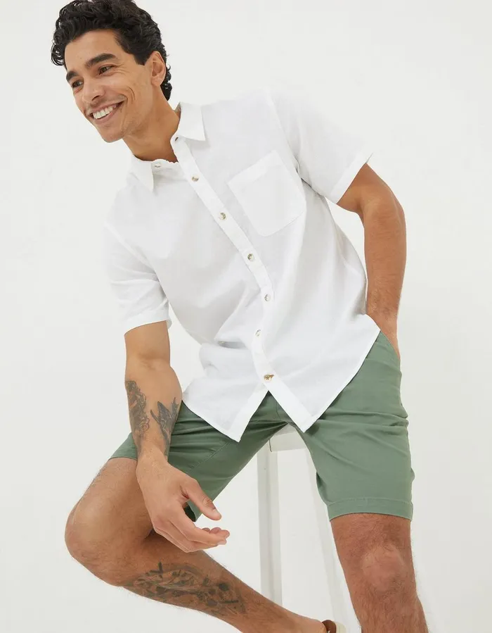 Bugle Linen Cotton Shirt White Men FatFace Shirts