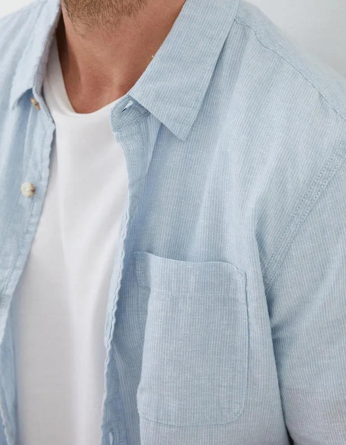 Bugle Micro Stripe Shirt Light Blue Men FatFace Shirts