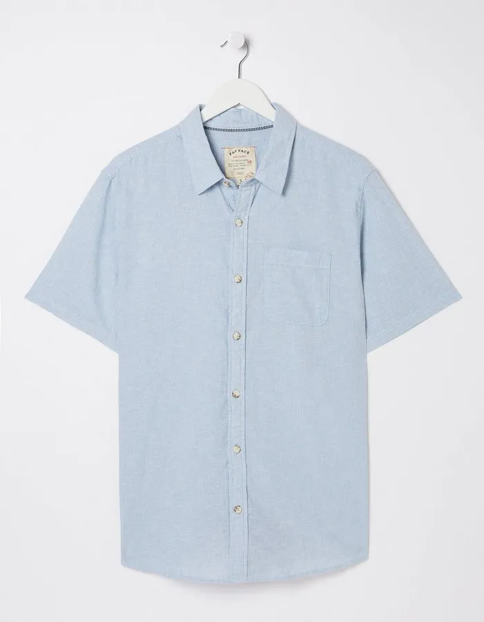 Bugle Micro Stripe Shirt Light Blue Men FatFace Shirts