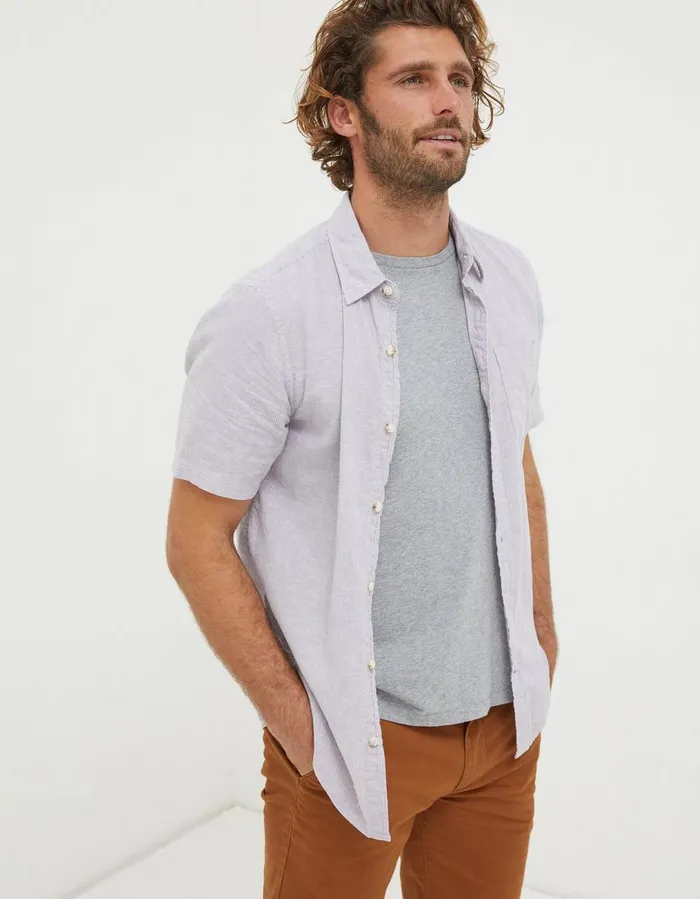 Bugle Micro Stripe Shirt Lilac Men FatFace Shirts