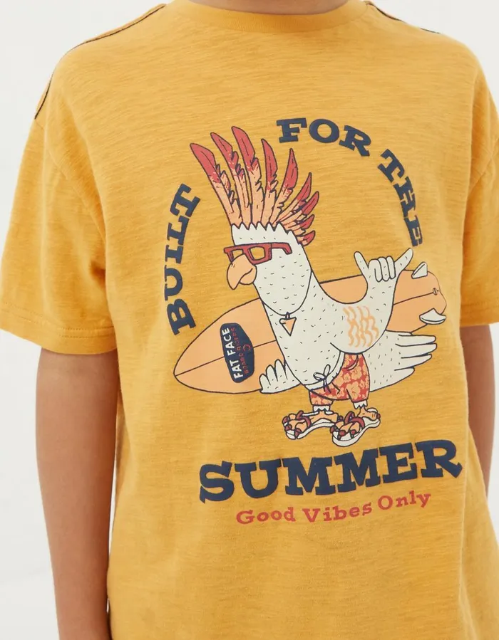 Built For Summer Short Sleeve TShirt Golden Yellow Boys FatFace TShirts and Polos